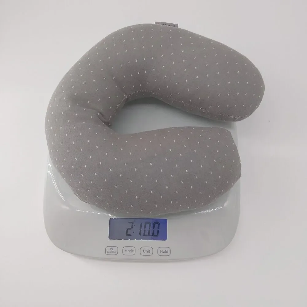 Buckwheat Hull U-Shaped Neck Pillow Adjustable,  with Pillowcase Grey